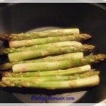 Steam asparagus in the bottom of the Varoma steamer