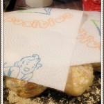 When you take them out of the oven, cover your scones with kitchen roll and a tea towel to keep them moist when cooling