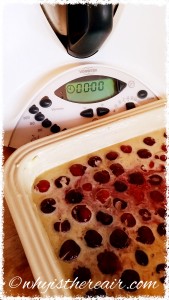Here's our Thermomix Cherry Clafoutis in the dish, ready to bake