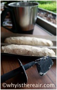 @meandmythermie's gluten free crusty French bread, shaped and ready  to rise - just a few slashes to be made before popping into the oven!