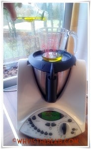 Place a just on top of your Thermomix and weigh in the oil.