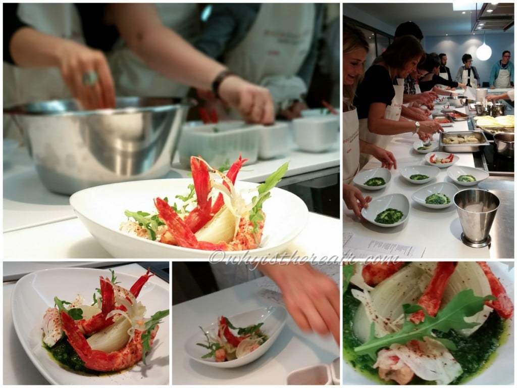 Plating up our steamed gamberoni