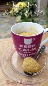 Enjoy your Magic Minute Microwave Mug Cake with a cup of tea or coffee