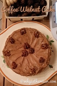 There's a lovely coffee flavour in both th cake and the icing of this Coffee Walnut Cake