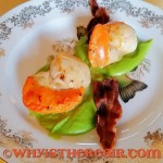 Scallops, streaky bacon and pea purée