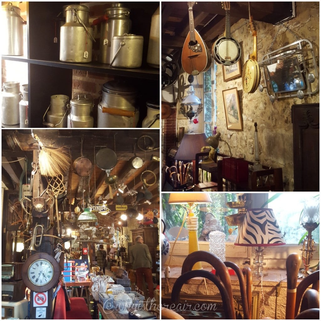 Vintage clothing and furniture; antique garden ornaments, tables and chairs; antique furniture and household objects; kitchenalia; musical instruments; wall clocks; table clocks; grandfather clocks... you can find most everything at the Moulin de la Bussière - except dust ;-) 