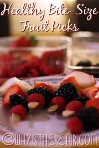 For a healthy bite-size treat, string some berries and chunks of fruit on a pick and enjoy!