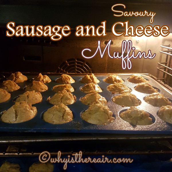 Look at these gorgeous Sausage and Cheese Breakfast Muffins rising in the oven!