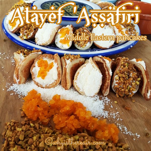 Atayef assafiri or Middle-Eastern pancakes