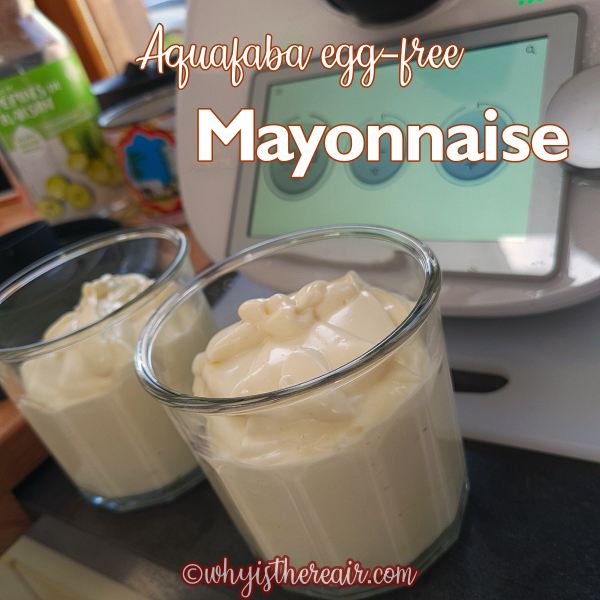 jars of aquafaba mayonnaise and Thermomix