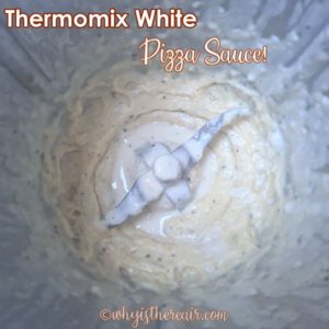 white pizza sauce in bottom of Thermomix bowl